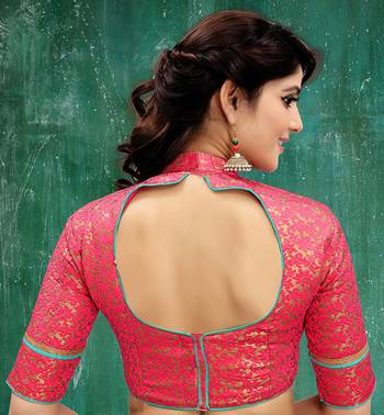 pink colored embroidered  brocade stitched blouse 2