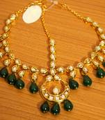Kundan Meenakari Bridal Emerald Look Maang Tikka