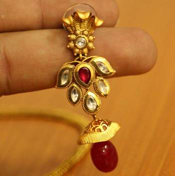 Kundan Meenakari Gold Look Matt Finish Ruby Necklace Set 3
