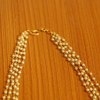 Pearl  And  Gold Beads Ethnic Necklace 3