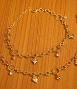 Gold Plated Zircon Studded Heart Shaped Anklets