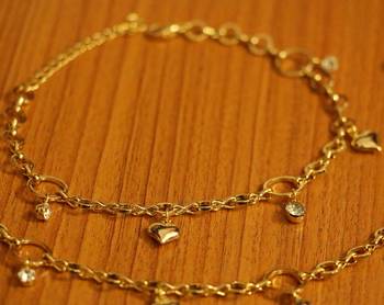 Gold Plated Zircon Studded Heart Shaped Anklets 2