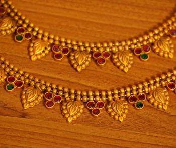 Multicolour Gold Look Matt Finish Anklets 2
