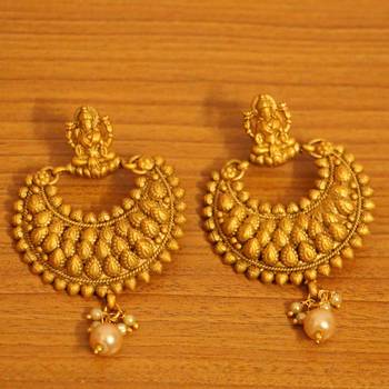 Temple Jewellery Gold Look Matt Finish Earrings 1