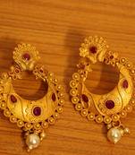 Ruby Matt Gold Finish Temple Jewellery Earrings