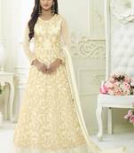 White Net Embroidered Semi Stitched Anarkali Suit