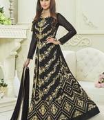 Black Georgette Embroidered Semi Stitched Anarkali Suit