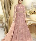 Pink Georgette Embroidered Semi Stitched Salwar With Dupatta