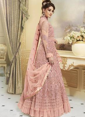 Pink Georgette Embroidered Semi Stitched Salwar With Dupatta 3
