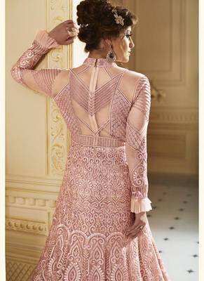 Pink Georgette Embroidered Semi Stitched Salwar With Dupatta 4