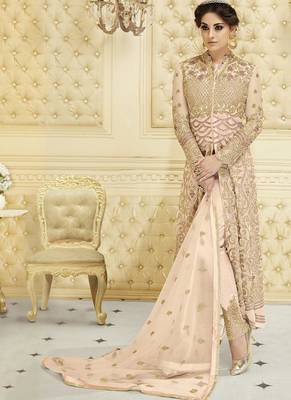 Light Pink Georgette Embroidered Semi Stitched Pakistani Salwar With Dupatta 2
