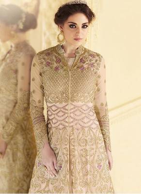 Light Pink Georgette Embroidered Semi Stitched Pakistani Salwar With Dupatta 3