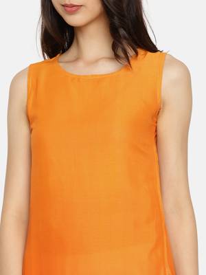 Orange printed rayon cotton-kurtis 2