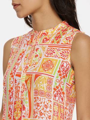 Orange printed rayon cotton-kurtis 2
