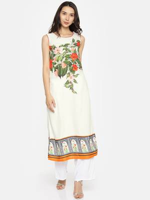 White printed rayon cotton-kurtis 1