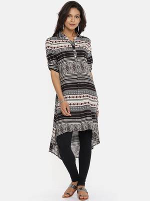 Black printed rayon cotton-kurtis 1