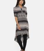 Black printed rayon cotton-kurtis