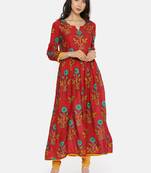 Red printed cotton-kurtis