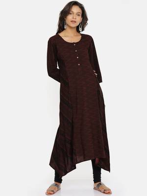 Brown  printed cotton-kurtis 1