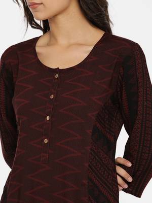 Brown  printed cotton-kurtis 2