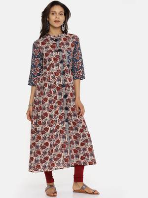 Brown  printed cotton-kurtis 1