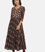 Brown  printed cotton-kurtis