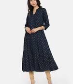 Navy  printed rayon cotton-kurtis