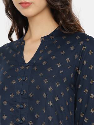 Navy  printed rayon cotton-kurtis 2