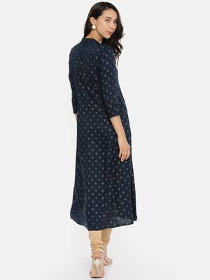 Navy  printed rayon cotton-kurtis 4
