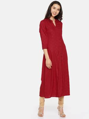 Red printed rayon cotton-kurtis 1