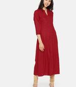 Red printed rayon cotton-kurtis