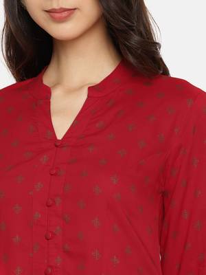 Red printed rayon cotton-kurtis 2