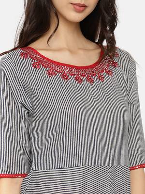 Blue  printed cotton-kurtis 2