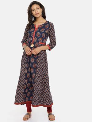 Blue printed cotton-kurtis 1