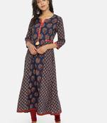 Blue printed cotton-kurtis