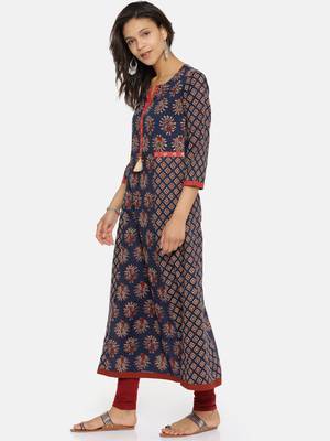 Blue printed cotton-kurtis 3