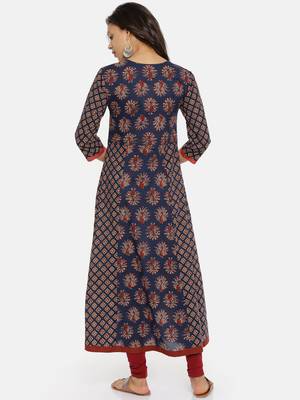 Blue printed cotton-kurtis 4