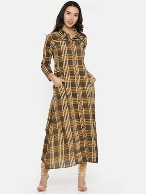 Brown  printed cotton-kurtis 1