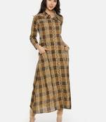 Brown  printed cotton-kurtis
