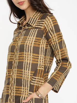 Brown  printed cotton-kurtis 2