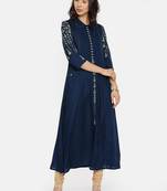 Navy  printed rayon cotton-kurtis