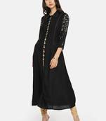 Black printed rayon cotton-kurtis