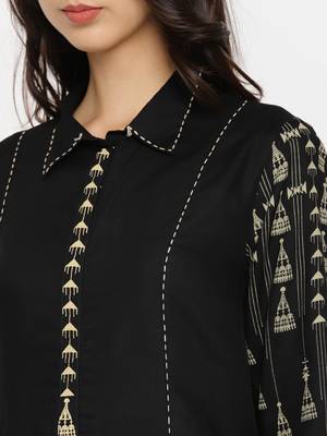 Black printed rayon cotton-kurtis 2