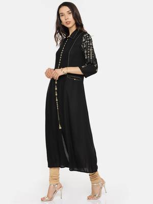 Black printed rayon cotton-kurtis 3