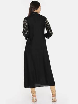Black printed rayon cotton-kurtis 4