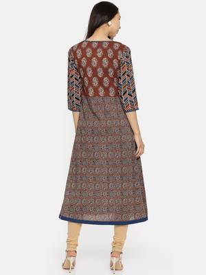 Brown printed cotton-kurtis 4