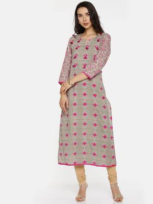 Pink printed cotton-kurtis 1