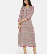 Pink printed cotton-kurtis