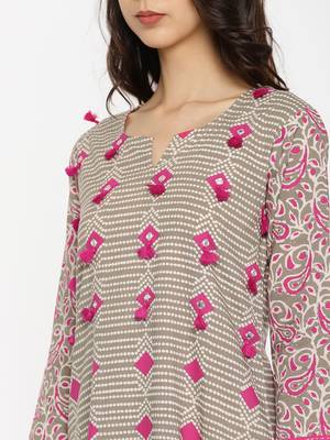 Pink printed cotton-kurtis 2