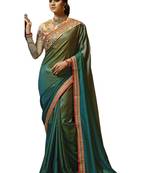 Multicolor embroidered silk saree with blouse